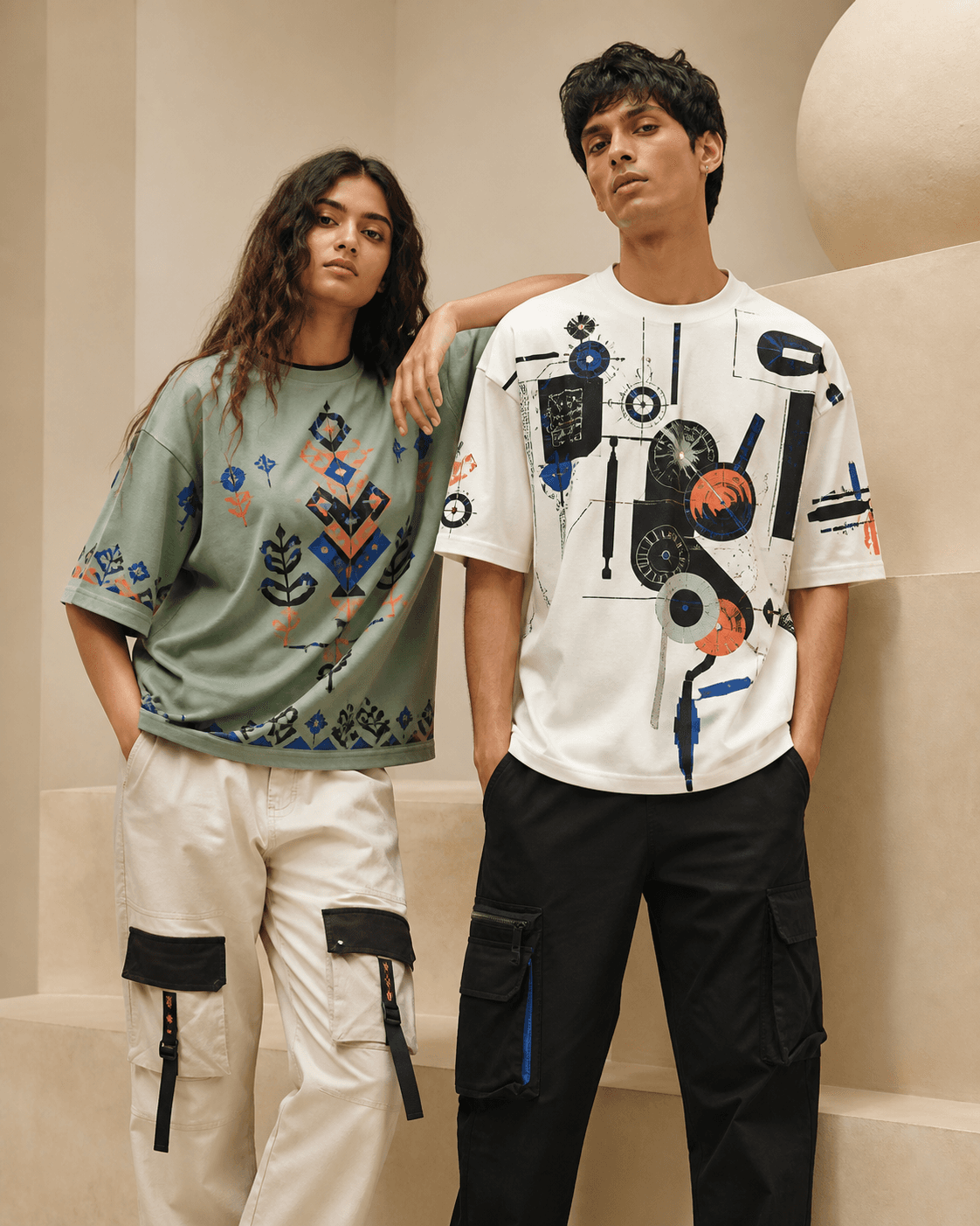 Two models wearing YRC graphic T-shirts
